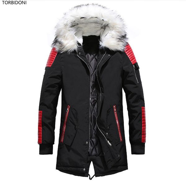 brand winter hooded coat men casual long padding patchwork parka male faux fur hat thicken warm winter jacket zipper outwear, Black
brand winter hooded coat men casual long padding patchwork parka male faux fur hat thicken warm winter jacket zipper outwear, Black