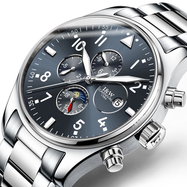 carnival sapphire reloj hombre automatic mechanical watch men men watches luminous relogio wristwatch c8764g-11, Slivery;brown 
carnival sapphire reloj hombre automatic mechanical watch men men watches luminous relogio wristwatch c8764g-11, Slivery;brown