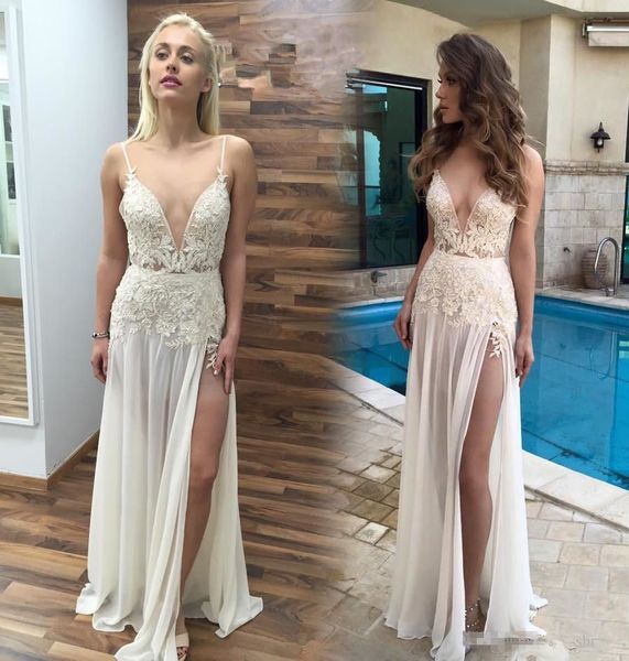 unique bohemian spaghetti floral beach wedding dresses plugging high slit chiffon summer garden berta bridal designer backless gowns, White
unique bohemian spaghetti floral beach wedding dresses plugging high slit chiffon summer garden berta bridal designer backless gowns, White