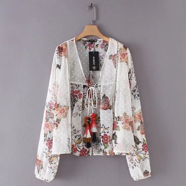Euro Fashion Women Clothes Lady Stylish thin tie belt stitching of tulle blouse and sunscreen blouse
Euro Fashion Women Clothes Lady Stylish thin tie belt stitching of tulle blouse and sunscreen blouse