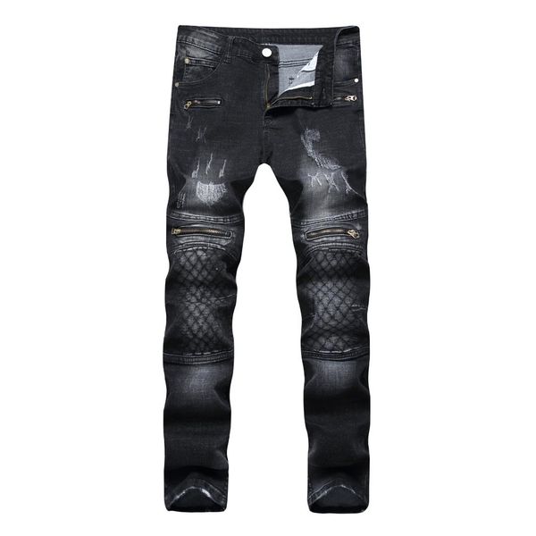 black casual mens jeans brand straight slim fit denim pants ripped pockets jeans masculino plus size, Blue
black casual mens jeans brand straight slim fit denim pants ripped pockets jeans masculino plus size, Blue
