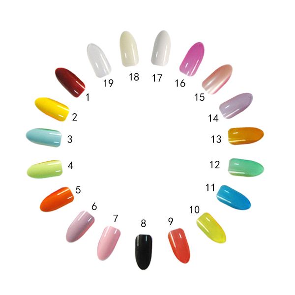 500pcs/pack Long Oval Full Nails Tips Multicolor Oval False Nails