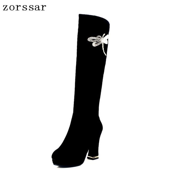zorssar} fashion rhinestone flock leather high heel women knee high boots winter warm plush inside snow boots womens, Black
zorssar} fashion rhinestone flock leather high heel women knee high boots winter warm plush inside snow boots womens, Black