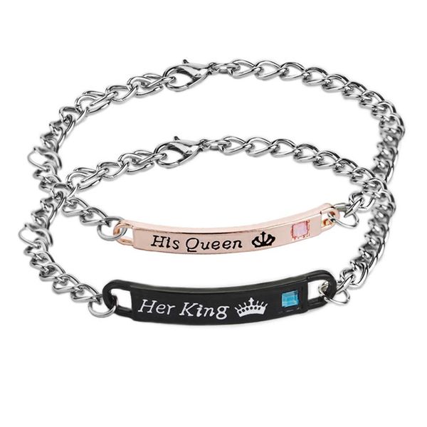 sangdo stylish letter bracelet queen/ king couple style bracelet valentine's day gift, Black
sangdo stylish letter bracelet queen/ king couple style bracelet valentine's day gift, Black