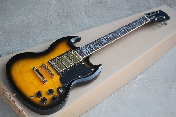 electric guitar with tree of life inlay,black pickguard,gold pickups and hardwares,offer customized
electric guitar with tree of life inlay,black pickguard,gold pickups and hardwares,offer customized