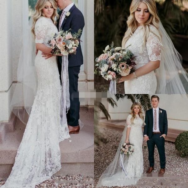 vintage plus size full lace mermaid wedding dresses jewel neck 1/2 sleeves sweep train garden wedding bridal gowns boho bridal dress, White
vintage plus size full lace mermaid wedding dresses jewel neck 1/2 sleeves sweep train garden wedding bridal gowns boho bridal dress, White