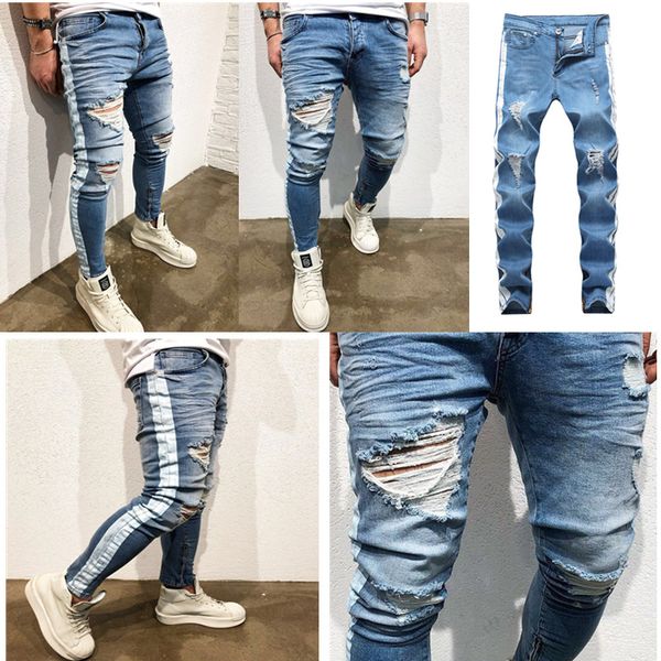 europe and the united states men's high street wind thigh hole stretch slim slim jeans trousers personality designed for, Blue
europe and the united states men's high street wind thigh hole stretch slim slim jeans trousers personality designed for, Blue