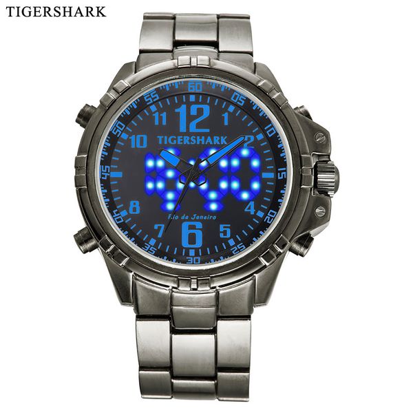 tigershark fashion sport watch men led digital watches dual display quartz watch 30m waterproof blue relogio masculino, Slivery;brown
tigershark fashion sport watch men led digital watches dual display quartz watch 30m waterproof blue relogio masculino, Slivery;brown