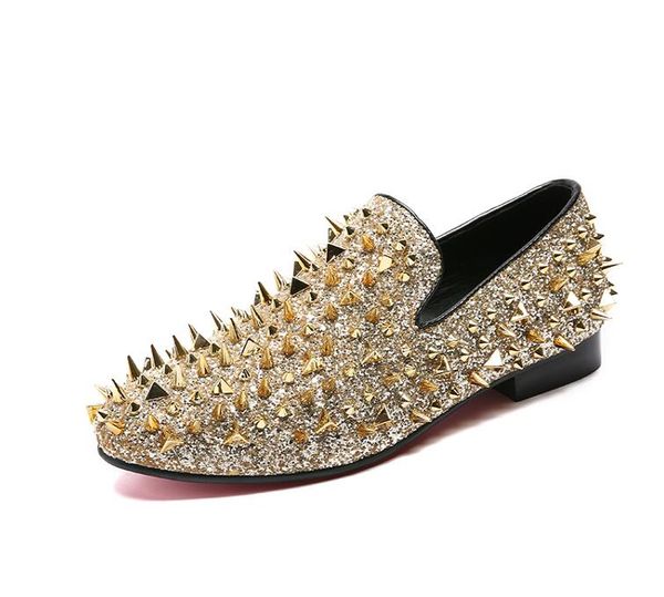 2018 новый стиль моды золото шипами мокасины мужчины круглый нос Bling блестки партия
2018 новый стиль моды золото шипами мокасины мужчины круглый нос Bling блестки партия