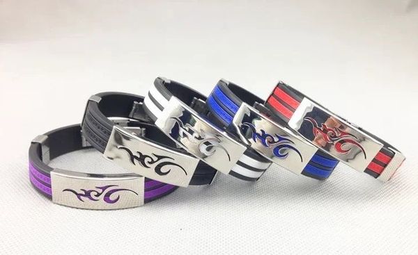 wholesale 100pcs/lot mix 5colors stainless steel silicone bracelet titanium steel men's bracelet, Black
wholesale 100pcs/lot mix 5colors stainless steel silicone bracelet titanium steel men's bracelet, Black