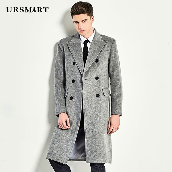 ursmart autumn winter new style double row buckle wool men's coat long grey coat men's fashion tide, Black
ursmart autumn winter new style double row buckle wool men's coat long grey coat men's fashion tide, Black