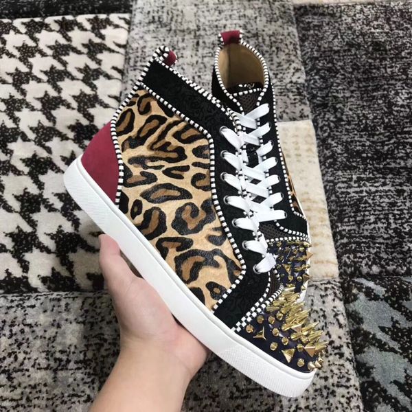 leopard leather pik pik spikes red bottom men sneakers luxury designer outdoor casual walking flats footwear with box, Black
leopard leather pik pik spikes red bottom men sneakers luxury designer outdoor casual walking flats footwear with box, Black