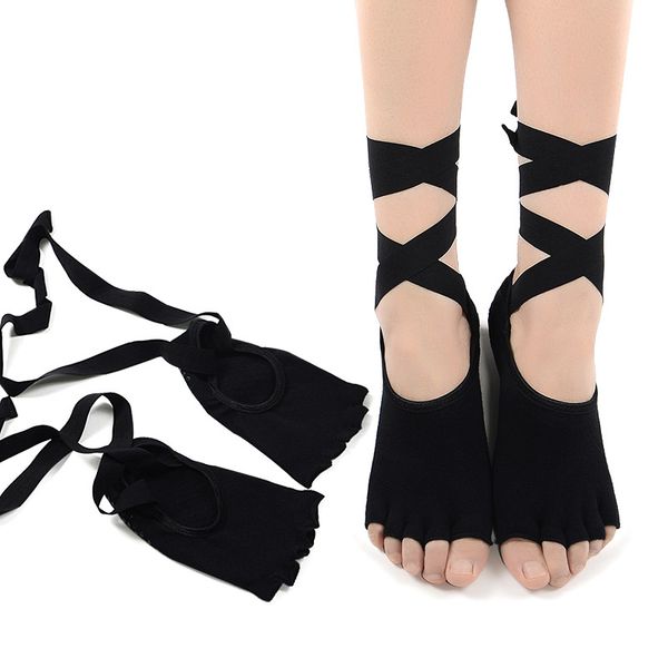 women yoga socks five toe anti slip gym dance ladies socks with ribbons cotton black
women yoga socks five toe anti slip gym dance ladies socks with ribbons cotton black