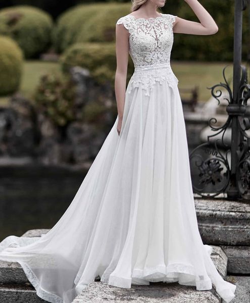 vintage wedding dress chiffon with lace backless bridal gowns custom made vestido de novia plus size cheap, White
vintage wedding dress chiffon with lace backless bridal gowns custom made vestido de novia plus size cheap, White