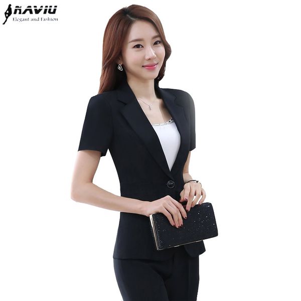 fashion women professional black pant suit work wear office uniform ladies summer short sleeve blazer with pants plus size set, White;black
fashion women professional black pant suit work wear office uniform ladies summer short sleeve blazer with pants plus size set, White;black