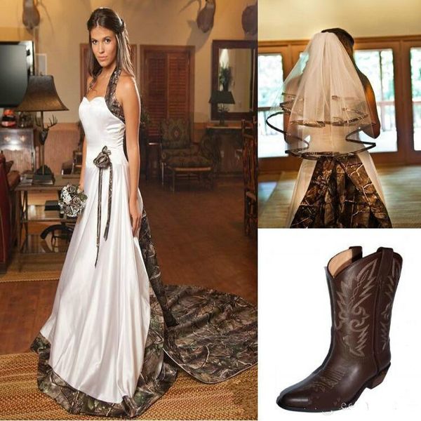 2018 country style camo halter a line stain wedding dresses sweetheart backless garden bridal gowns sleeveless wedding bride gown, White
2018 country style camo halter a line stain wedding dresses sweetheart backless garden bridal gowns sleeveless wedding bride gown, White
