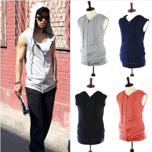 men's sleeveless hoodies slim fit hoodied cardigans zipper sweatshirt casual street hip hop hoodie sleeveless jacket vest 4 color n, Black 
men's sleeveless hoodies slim fit hoodied cardigans zipper sweatshirt casual street hip hop hoodie sleeveless jacket vest 4 color n, Black