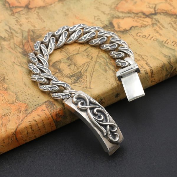 brand new 925 sterling silver fine jewelry vintage american antique silver hand-made designer rattan textures thick link bracelets for men, Black
brand new 925 sterling silver fine jewelry vintage american antique silver hand-made designer rattan textures thick link bracelets for men, Black