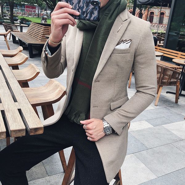 2018 autumn winter new england men fashion business casual slim solid color western-style long woolen suit blazer outwear homme, White;black
2018 autumn winter new england men fashion business casual slim solid color western-style long woolen suit blazer outwear homme, White;black