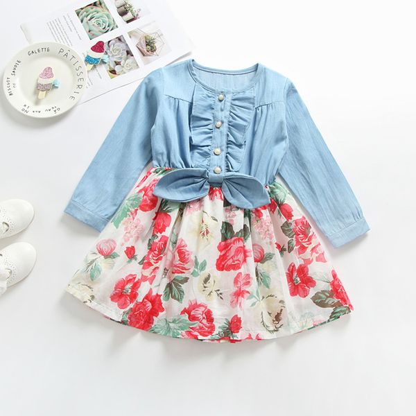 2018 autumn baby girls dress fashion floral bowknot dress kids long sleeve denim flower printed princess dress children clothing z11, Red;yellow
2018 autumn baby girls dress fashion floral bowknot dress kids long sleeve denim flower printed princess dress children clothing z11, Red;yellow