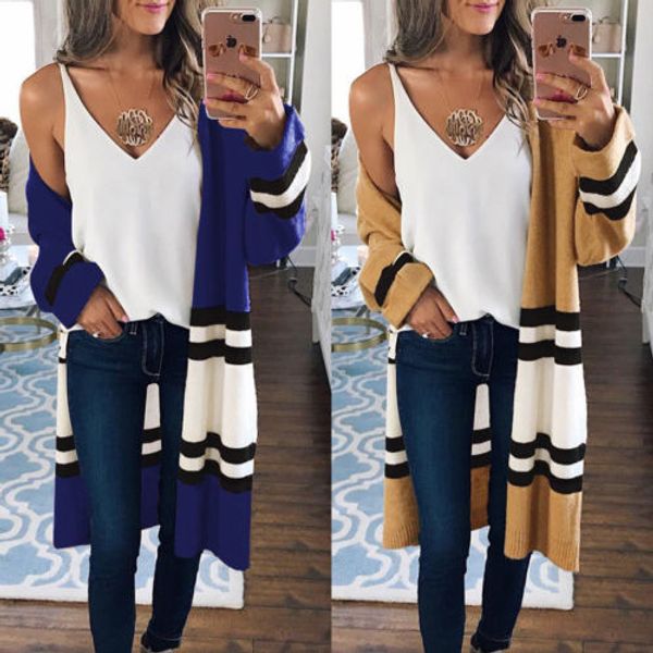 fashion womens knitted cardigan loose sweater coat 2018 new winter autumn stripe outwear long sleeve long coat s-xl, White;black
fashion womens knitted cardigan loose sweater coat 2018 new winter autumn stripe outwear long sleeve long coat s-xl, White;black