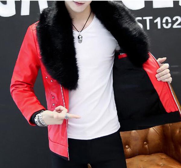 men's fall winter european american fashion new style slim personality trend hair collar thickened locomotive leather coat m-2xl, Black
men's fall winter european american fashion new style slim personality trend hair collar thickened locomotive leather coat m-2xl, Black