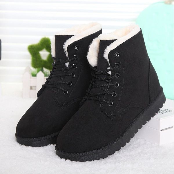 women winter boots warm plush ankle snow boots 2018 casual women flat shoes plus size 42 lace-up fur suede female shoes, Black
women winter boots warm plush ankle snow boots 2018 casual women flat shoes plus size 42 lace-up fur suede female shoes, Black