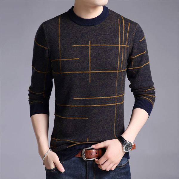 2018 autumn and winter thick men's knitted sweater warm wool cashmere pullover round neck business casual shirt, White;black
2018 autumn and winter thick men's knitted sweater warm wool cashmere pullover round neck business casual shirt, White;black