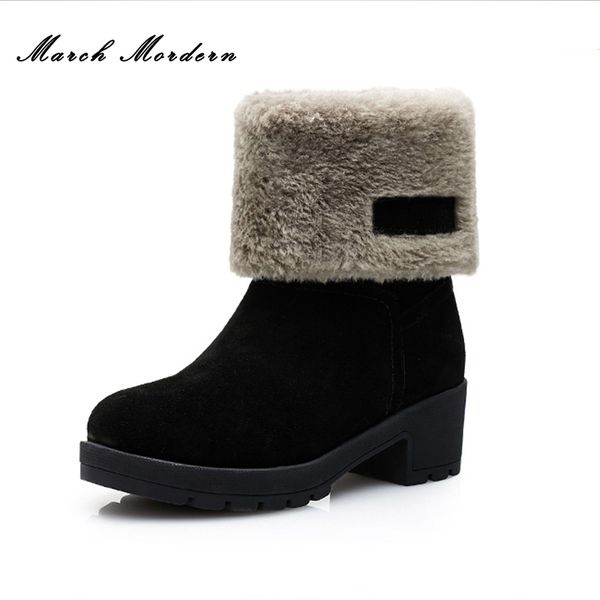 march mordern genuine leather women boots solid slip-on soft cute women snow boots round toe winter warm plush ankle, Black
march mordern genuine leather women boots solid slip-on soft cute women snow boots round toe winter warm plush ankle, Black