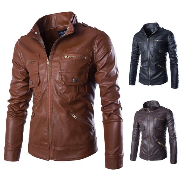 2018 classic style motorcycling pu leather jackets men slim male motor jacket men's clothes, Black;brown
2018 classic style motorcycling pu leather jackets men slim male motor jacket men's clothes, Black;brown