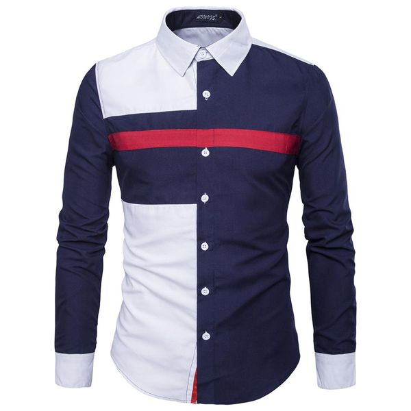 2018 new three-color stitching men's long-sleeved shirt british fashion hit color shirt men's clothing, White;black
2018 new three-color stitching men's long-sleeved shirt british fashion hit color shirt men's clothing, White;black