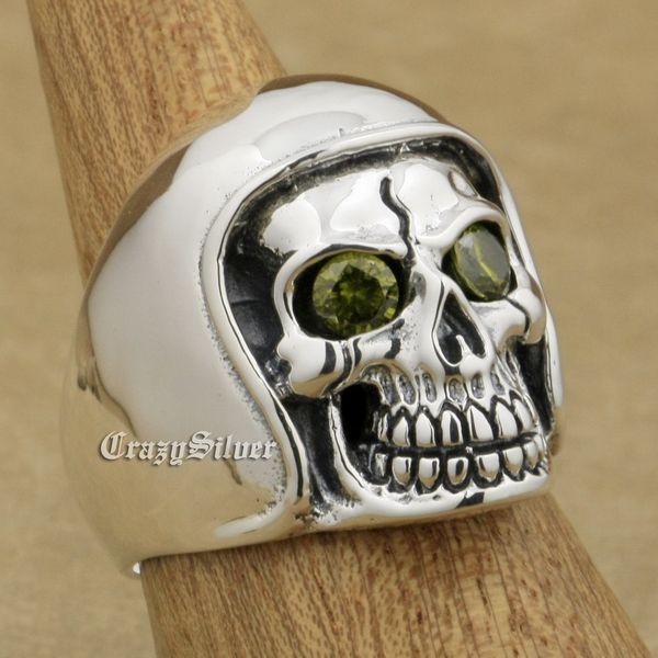 925 sterling silver football helmet hat olive green cz eyes skull mens biker ring 9q111og, Golden;silver
925 sterling silver football helmet hat olive green cz eyes skull mens biker ring 9q111og, Golden;silver