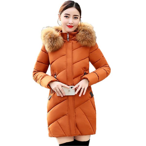 female down jacket warm thicked large fur cotton-padded coat winter long parka women orange gray balck red outerwear clothing, Black
female down jacket warm thicked large fur cotton-padded coat winter long parka women orange gray balck red outerwear clothing, Black
