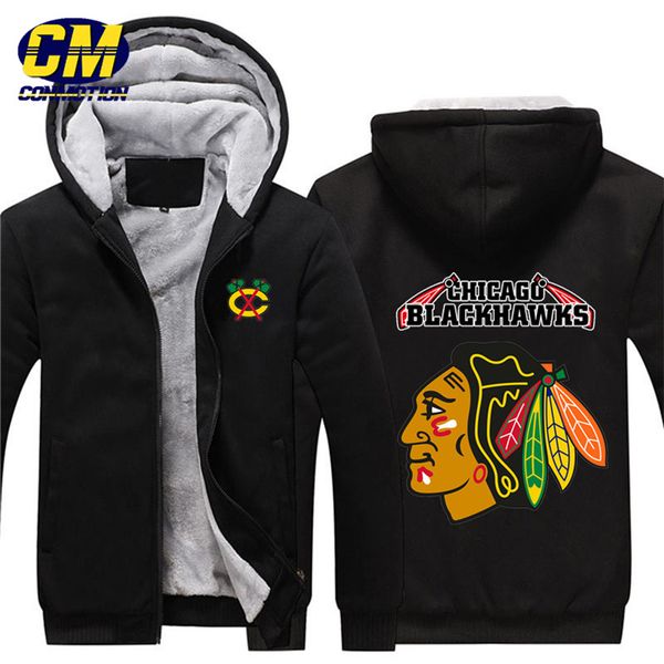 nhl north american hockey thicken plus velvet zipper coat fashion hooded sweatshirt winter casual jacket chicago blackhawks, Black
nhl north american hockey thicken plus velvet zipper coat fashion hooded sweatshirt winter casual jacket chicago blackhawks, Black