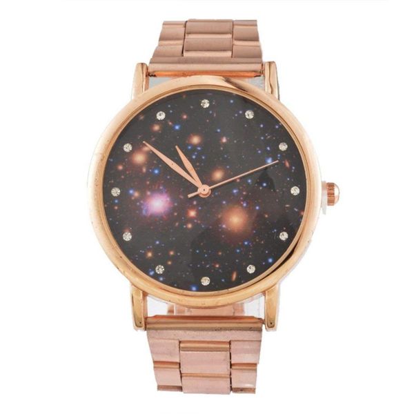 rose gold color steel band meteor pattern rhinestone dial quartz analog wrist watch 25cm, Slivery;brown
rose gold color steel band meteor pattern rhinestone dial quartz analog wrist watch 25cm, Slivery;brown