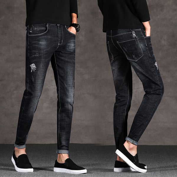 fashion trend youth style mature black wall wind autumn new spider print jeans washed multi-pocket feet slim stretch trousers, Blue
fashion trend youth style mature black wall wind autumn new spider print jeans washed multi-pocket feet slim stretch trousers, Blue