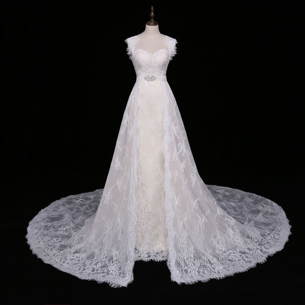bateau neck lace wedding dresses with court train 2018 champagne bridal gowns new plus size bridal dress, White
bateau neck lace wedding dresses with court train 2018 champagne bridal gowns new plus size bridal dress, White