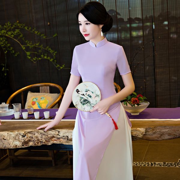 2018 long cheongsam vietnam aodai folk style robes silk satin qipao graceful stand collar elegant improved chinese qipao, Red
2018 long cheongsam vietnam aodai folk style robes silk satin qipao graceful stand collar elegant improved chinese qipao, Red