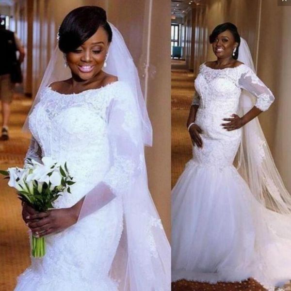 plus size wedding dresses scoop half sleeves tulle and lace appliques mermaid wedding dress count train saudi african bridal gowns, White
plus size wedding dresses scoop half sleeves tulle and lace appliques mermaid wedding dress count train saudi african bridal gowns, White