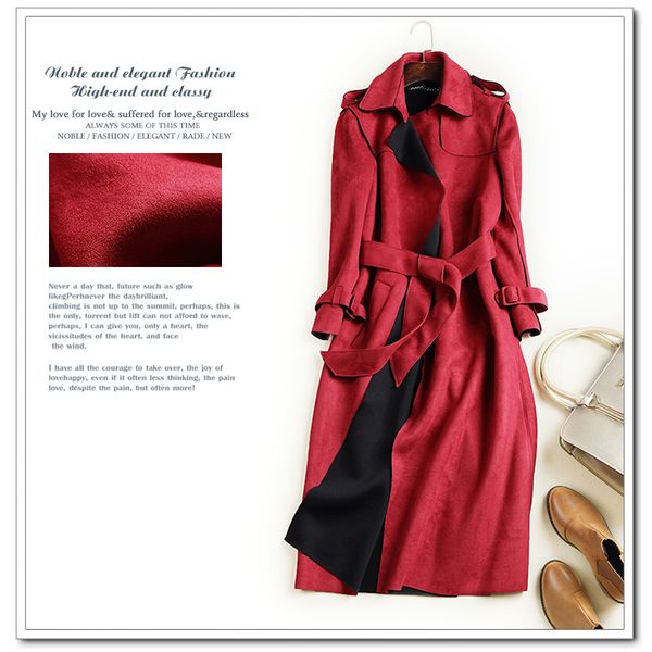 2018 autumn suede trench coat women turn down collar sashes long coat female elegant overcoat cardigan trench korean clothing, Tan;black
2018 autumn suede trench coat women turn down collar sashes long coat female elegant overcoat cardigan trench korean clothing, Tan;black