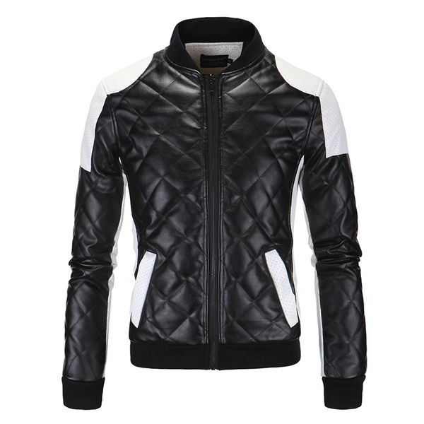 men winter fashion clothing black white lattice pu biker jackets contrast color slim fit warm jackets, Black;brown
men winter fashion clothing black white lattice pu biker jackets contrast color slim fit warm jackets, Black;brown