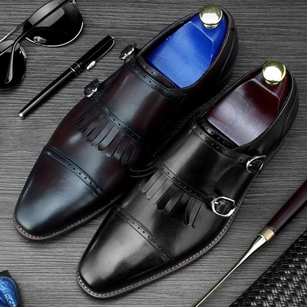 new vintage man formal dress monk straps shoes genuine leather handmade semi brogue pointed toe men's wedding party flats ss371, Black
new vintage man formal dress monk straps shoes genuine leather handmade semi brogue pointed toe men's wedding party flats ss371, Black