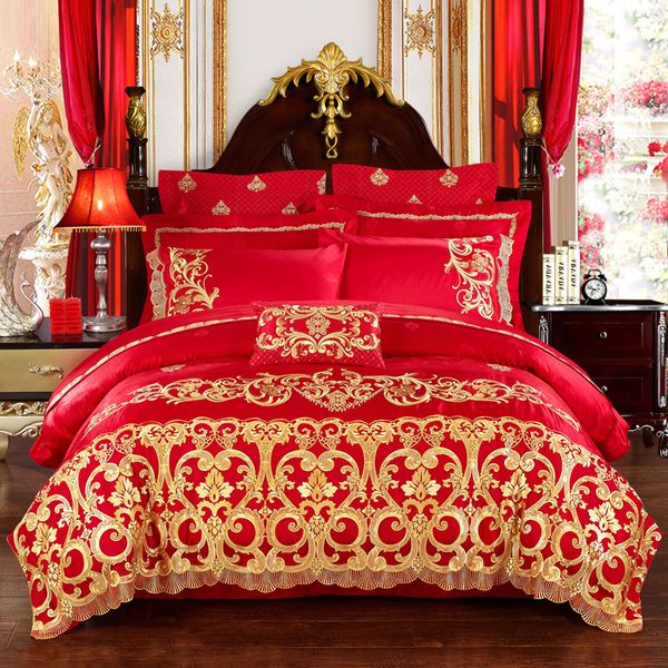 4/6/9pcs red luxury coon satin bedding set king bed set gold lace embroidery duvet cover bed sheet pillowcase
4/6/9pcs red luxury coon satin bedding set king bed set gold lace embroidery duvet cover bed sheet pillowcase