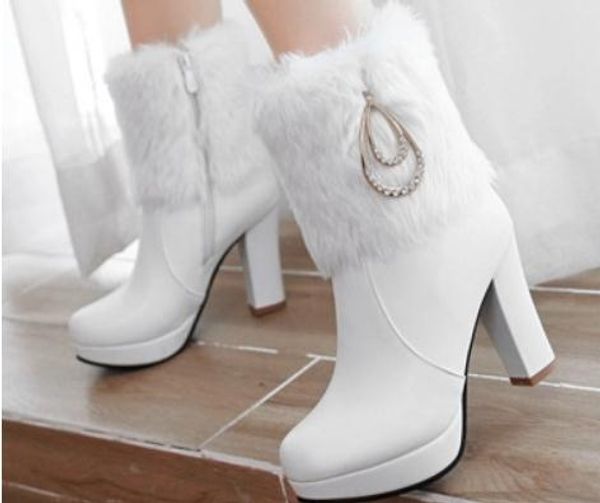 send warm plus velvet boots waterproof table high heel coarse heel women short boots korean 2018 winter, Black
send warm plus velvet boots waterproof table high heel coarse heel women short boots korean 2018 winter, Black