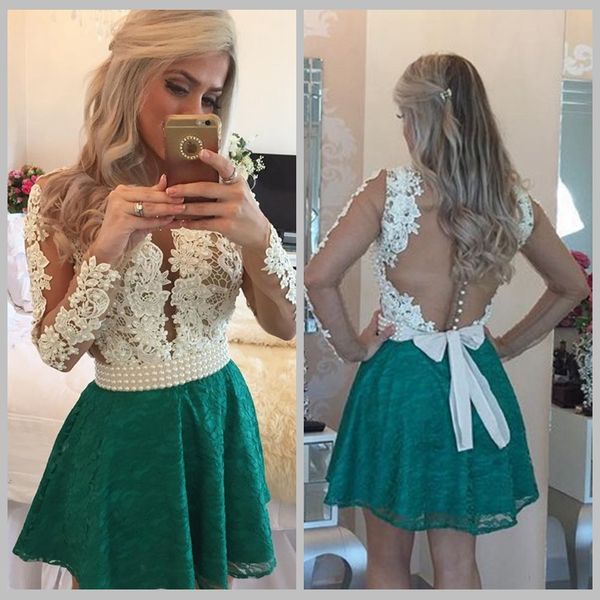 long sleeve dresses homecoming dresses beads button pearls vestidos de fiesta white green lace party dresses, Blue;pink
long sleeve dresses homecoming dresses beads button pearls vestidos de fiesta white green lace party dresses, Blue;pink