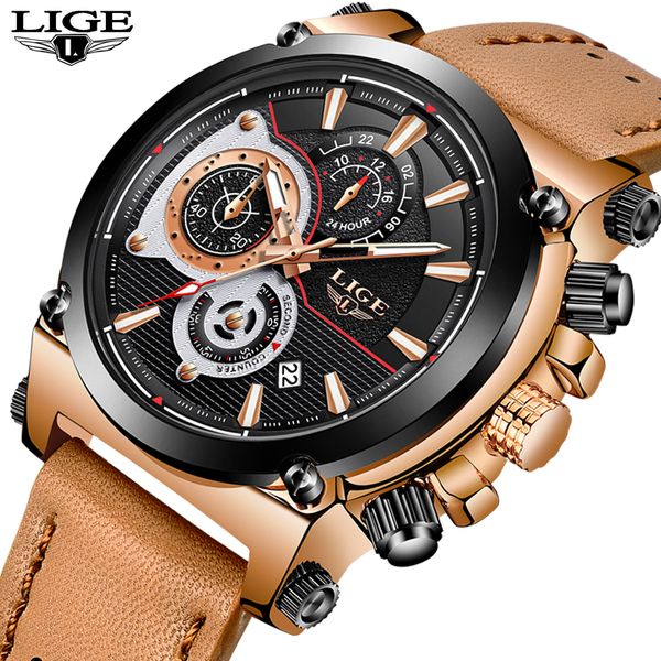 new lige mens watches quartz gold watch men casual leather waterproof sport watch relogio masculino, Slivery;brown
new lige mens watches quartz gold watch men casual leather waterproof sport watch relogio masculino, Slivery;brown