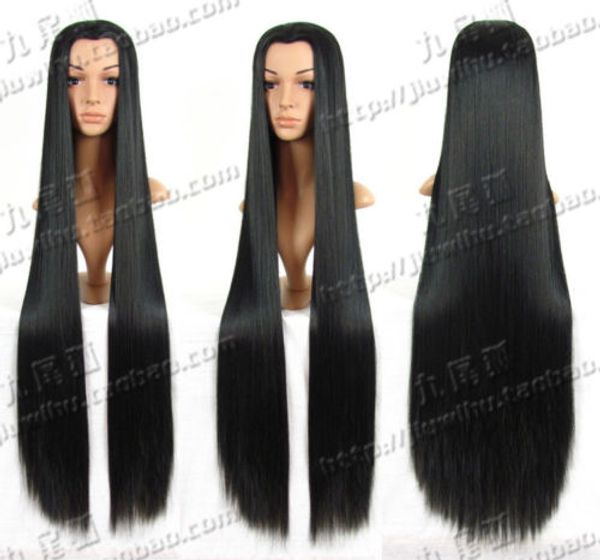 online 3 costume beauty tip long black fashion cosplay wig 100cm/120cm