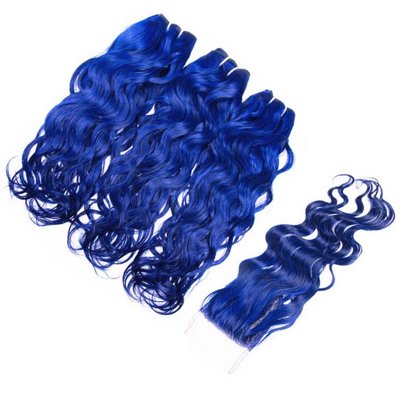water wave virgin human hair 3 bundles with lace closure 4pcs/lot blue color wet and wavy hair weft with closure 4x4, Black;brown
water wave virgin human hair 3 bundles with lace closure 4pcs/lot blue color wet and wavy hair weft with closure 4x4, Black;brown