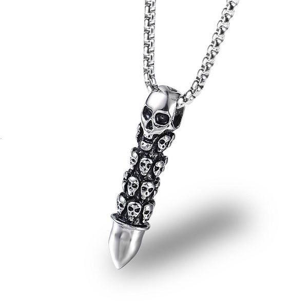 fashion men skeleton bullet pendant hip hop chain stainless steel long necklace skull accessories personalized design punk jewelry for men, Silver
fashion men skeleton bullet pendant hip hop chain stainless steel long necklace skull accessories personalized design punk jewelry for men, Silver