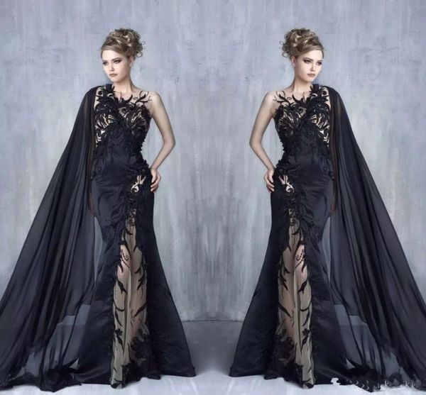 2022 mermaid prom dresses black lace appliques evening gowns with cape ribbon illusion applique celebrity formal wear
2022 mermaid prom dresses black lace appliques evening gowns with cape ribbon illusion applique celebrity formal wear